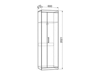 ШКАФ 2-СТВОРЧАТЫЙ "МАКСИ" ш=600 мм, г=470 мм, в=2021 мм
