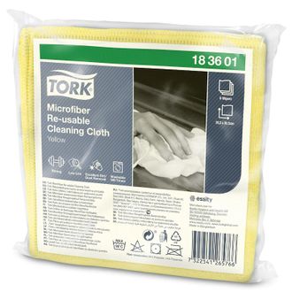 183601 Tork Microfiber Re-Usable Cleaning Cloth микрофибра многоразового использования желтая