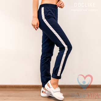 Брюки-слимы DOCLIKE SLIM DL233/1 синие с лампасами