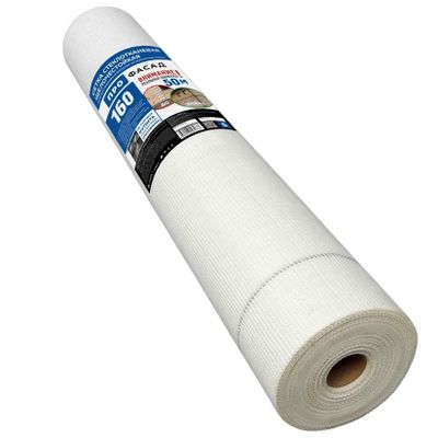 Сетка стеклотканевая фасадная щелочестойкая ПроФАСАД 1600 ячейка 5х5 мм рулон 1х50 м плотность 160 г/м2