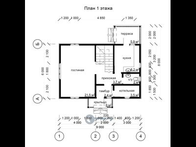 ДЖ-10 ГАБАРИТНЫЕ РАЗМЕРЫ: (8Х9М) 1,5 ЭТАЖА, ОБЩАЯ ПЛОЩАДЬ: 117М²