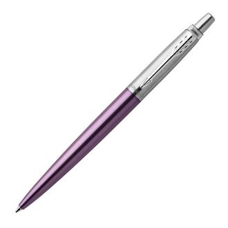 Ручка шариковая PARKER "Jotter Core Victoria Violet CT", синяя, с коричневым чехлом из экокожи, 2061286