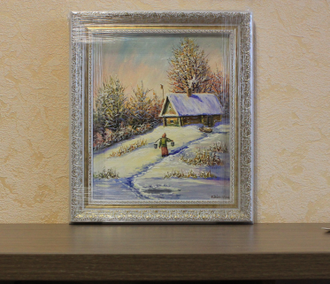 Художник Гайнуллин Ф. - картина  «Банный день» на столе