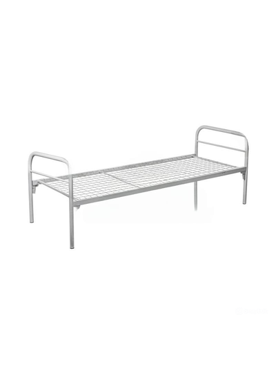 Кровать металлическая одноярусная "Бюджет +2"КА-1-1 (800х1900, сетка 50х50, 2 перемычки), цвет серый