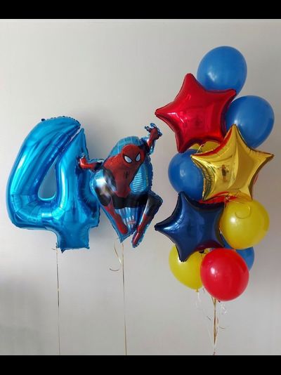 Набор шаров с гелием &quot;Человек паук&quot; с цифрой