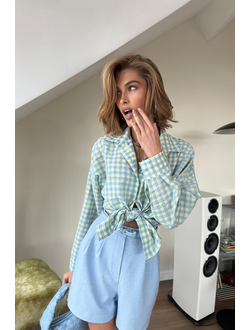 Рубашка свободного кроя (желто-голубой)