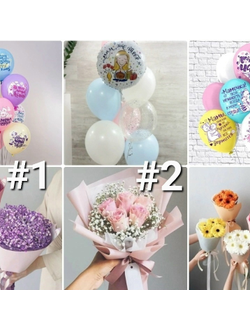 На выбор один из наборов букет+фонтан