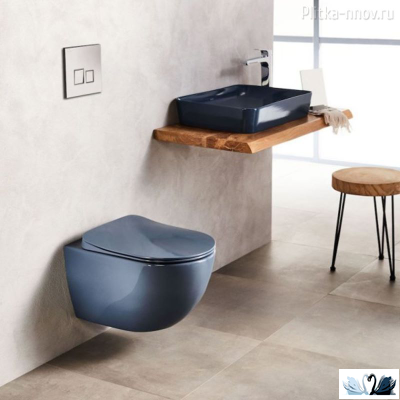 Унитаз Creavit Free FE320-11BM00E-0000 Basalt подвесной сине - серый с раковиной Ultra UL060 Basalt