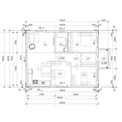Одноэтажный дом с тремя спальнями 83м² (S61)