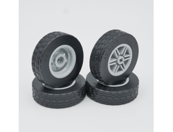 !АНАЛОГ! Комплект колес в сборе 4 шт. 49,5 x 14 мм - АНАЛОГ 56904c03 LEGO Technic , Light Bluish Gray (AN WHL13)