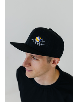 Кепка с прямым козырьком черная (мяч пляжный)