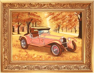 Картина из янтарной крошки. Автомобиль Alfa Romeo