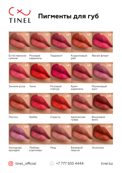 L2 «Розовая карамель» - Пигмент для губ Тинель (Tinel), 10мл