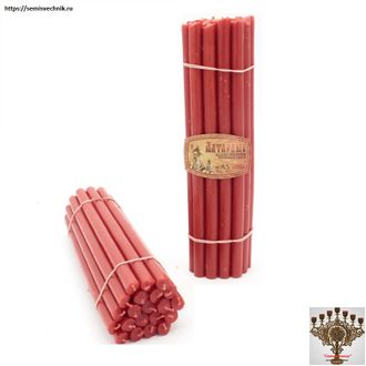 Свеча алтарная восковая красная (длина 30,5 см) (Red candle)