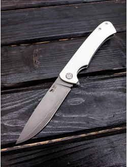 Складной нож Чиж-плюс сталь ламинат Васильева,  рукоять G10, цвет белый