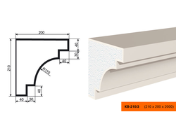 Фасадный карниз из пенополистирола с покрытием LEPNINAPLAST (Лепнинапласт) КВ-210/3