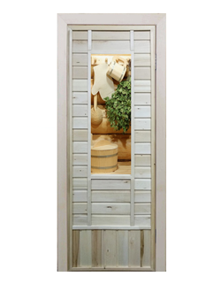 Дверь Наборная Эконом со стеклом «Веник» Липа Размер (с коробкой): 1,9м*70см