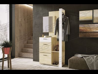 Вешалка "Росс" 900х2000х350 сонома, белый, зеркало