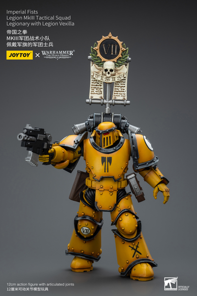 Знаменосец Имперских Кулаков (Warhammer Horus Heresy) - КОЛЛЕКЦИОННАЯ ФИГУРКА 1/18 Imperial Fists Legionary with Legion Vexilla (JT9053) - JOYTOY