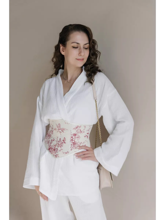 Вечерний корсет пояс на шнуровке молочный