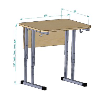 Стол ученический одноместный регулируемый р.гр. 3-7