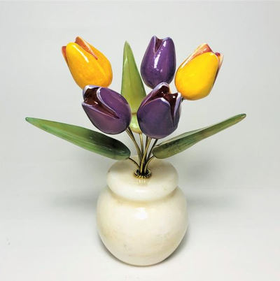 Цветы из натурального селенита, разные виды