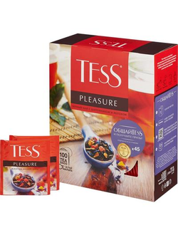 Чай Tess Pleasure черный с шиповником и яблоком 100 пакетиков