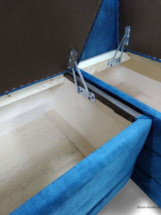 Кухонный Угловой диван "ФОРУМ-5МН" Стандартный велюр Синий, правый