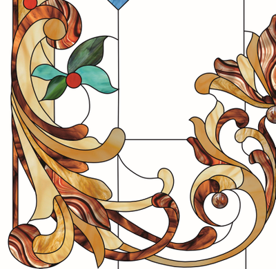 Витражная пленка, витражная пленка самоклеющаяся, пленочный витраж с классическим рисунком