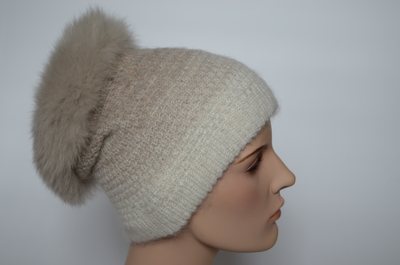Итальянская вязаная шапка с мехом Вицио фото