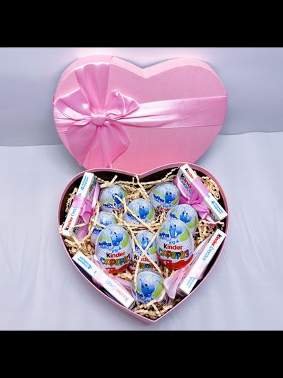 Подарочная коробка большое сердце розовое