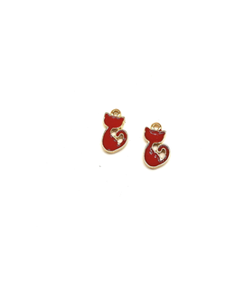 Подвеска с эмалью, кошечка красная