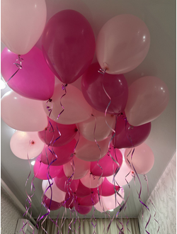 Шары ярко и нежно розовые 30 шт под потолок