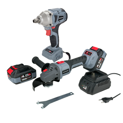 Аккумуляторный бесщеточный НАБОР 2в1 УШМ E0080 и гайковерт E0081