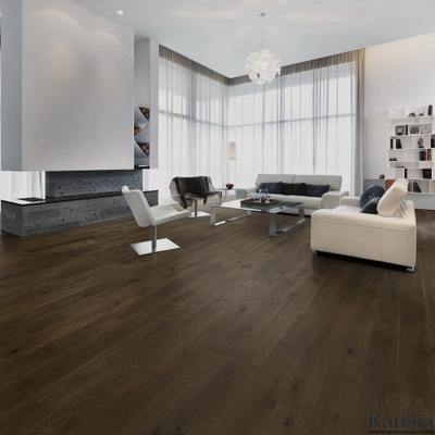 Паркетная доска Karelia Дуб Story 138 Cinder Dark 1-полосная матовый лак 2G с фаской толщина 14 мм 1.23 м2