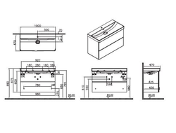Шкаф Vitra Metropole Pure с раковиной, c 2 ящиками, с подсветкой в верхнем ящике, 100 см, цвет глянцевый белый, 67333