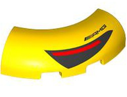 Brick, Round Corner 3 x 3 without Studs with Black and Red Taillight and AMG Logo Pattern, Yellow (65617pb01L 6472290)