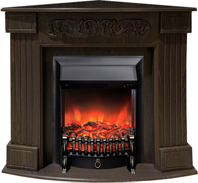 Угловой электрокамин Венеция AO с очагом Fobos