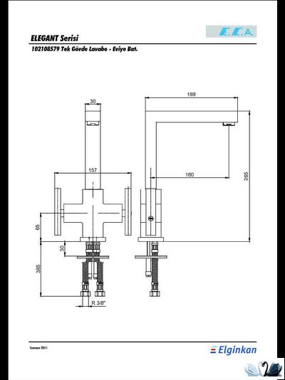 Смеситель ECA Elegant 102108579 для кухни, квадратный, двух рычажный