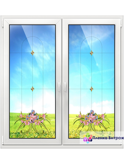 Витражная пленка, витражная пленка самоклеющаяся под заказ,пленочный витраж с цветочным рисунком
