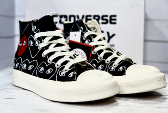 Кеды Converse Play Comme Des Garçons с сердечками черные