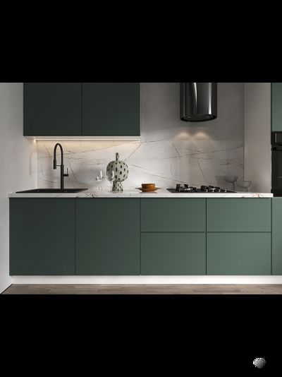 Эстетик модульная кухня с фасадами из пластика/акрилита разные цвета