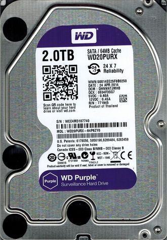2 ТБ Жесткий диск WD Purple IntelliPower [WD20PURX]
