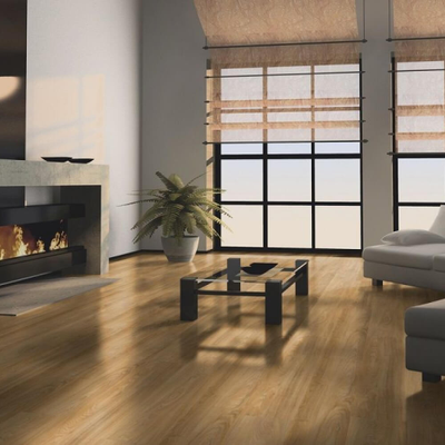 Виниловый пол Wineo 400 Wood Summer Oak Golden DLC00118 в интерьере гостиной