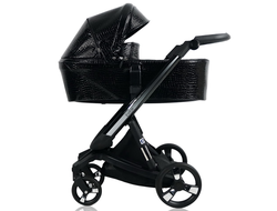Коляска 2в1 ibebe i-stop Crocodile Экокожа Black, черная рама