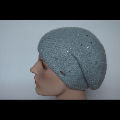 Женский вязаный берет голубой Vizio Италия 6161