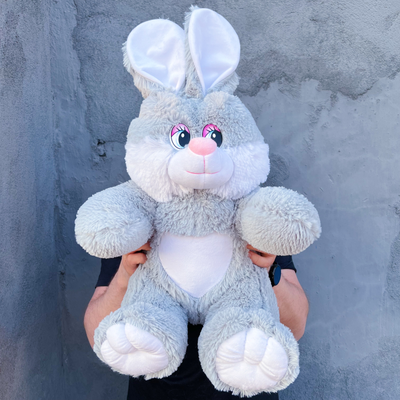 Плюшевый заяц 75 см серый