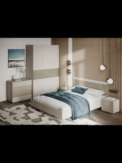 Атлантис Кровать КР-001 (сп.место 1.6х2.0м) Кашемир / МДФ - матовая Флан GA-06 ( с основанием)