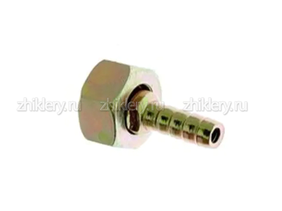 Штуцер с накидной гайкой  М22 лев. резьба, вн. под  шланг d - 9мм