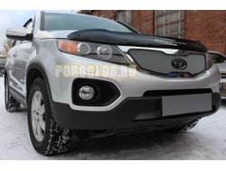 Защита радиатора KIA Sorento II 2009-2012 chrome верх с вырезом под логотип